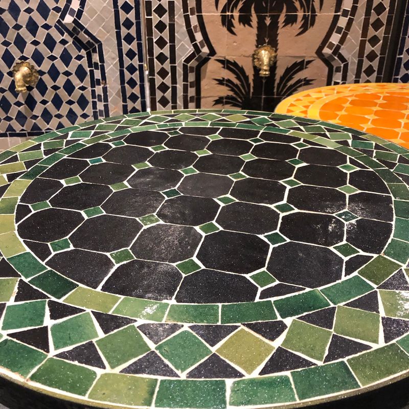 Marokkaanse Mozaiek tafel (blad) 50 cm Zwart- Groen Handgemaakt