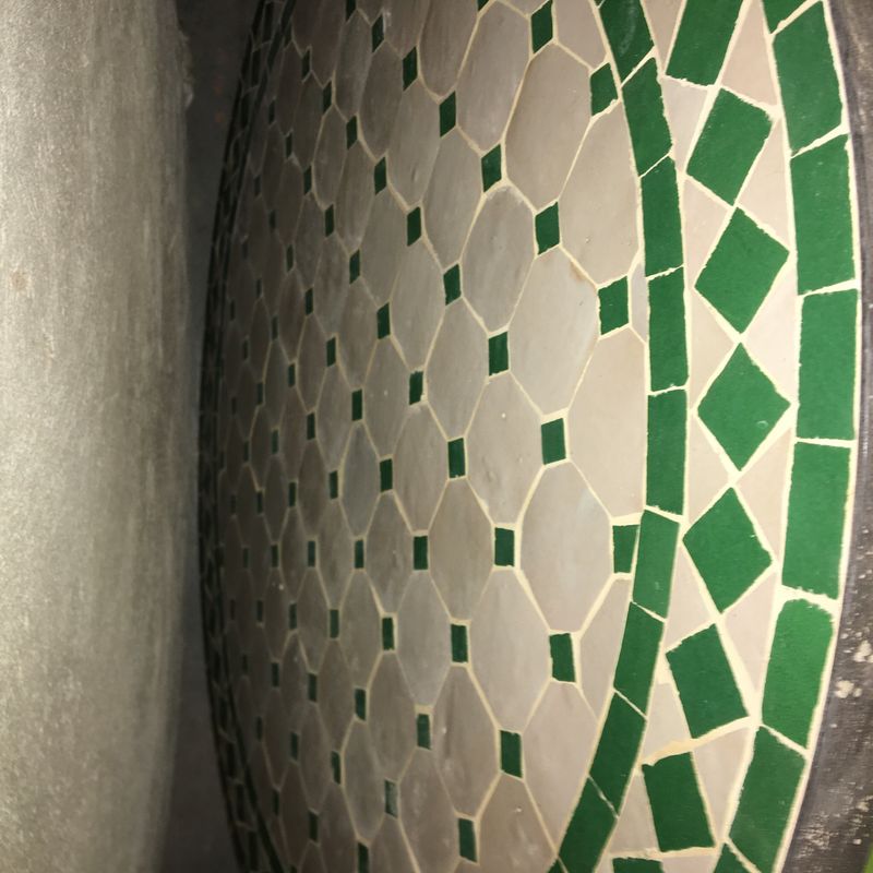 Marokkaanse Mozaiek tafel (blad) 80 cm Creme-groen Handgemaakt