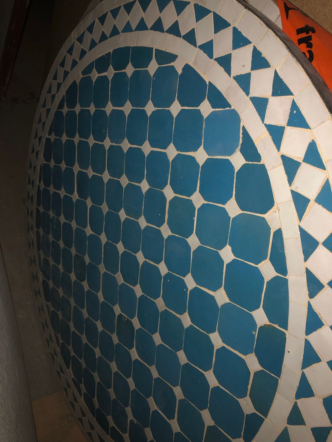 Marokkaanse Mozaiek tafel (blad) 80 cm Turqouiseblauw-Wit Handgemaakt