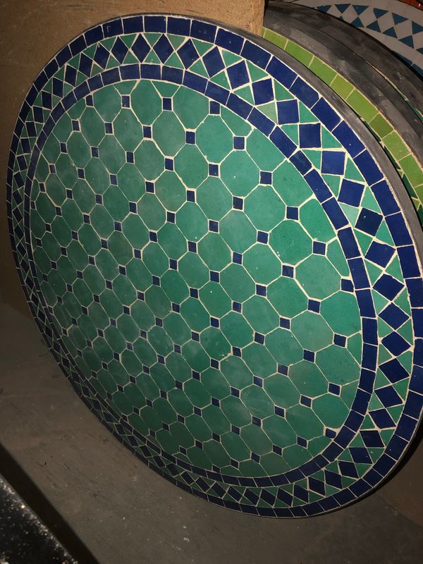 Marokkaanse Mozaiek tafel (blad) 80 cm Zeegroen-Blauw Handgemaakt