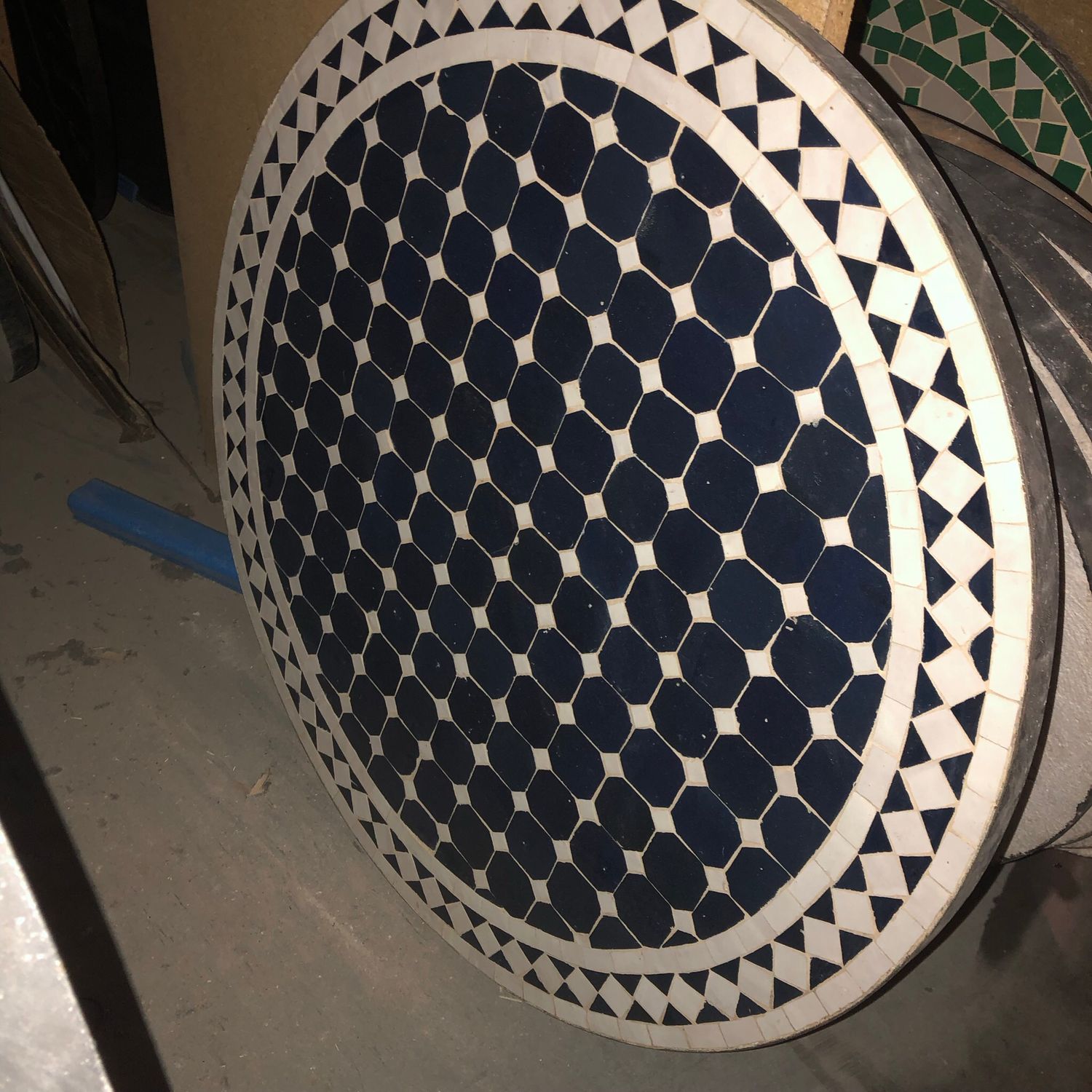 Marokkaanse Mozaiek tafel (blad) 80 cm Zwart-Wit Handgemaakt