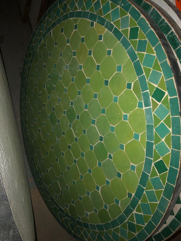 Marokkaanse Mozaiek tafel (blad) 80 cm Appelgroen-Zeegroen Handgemaakt