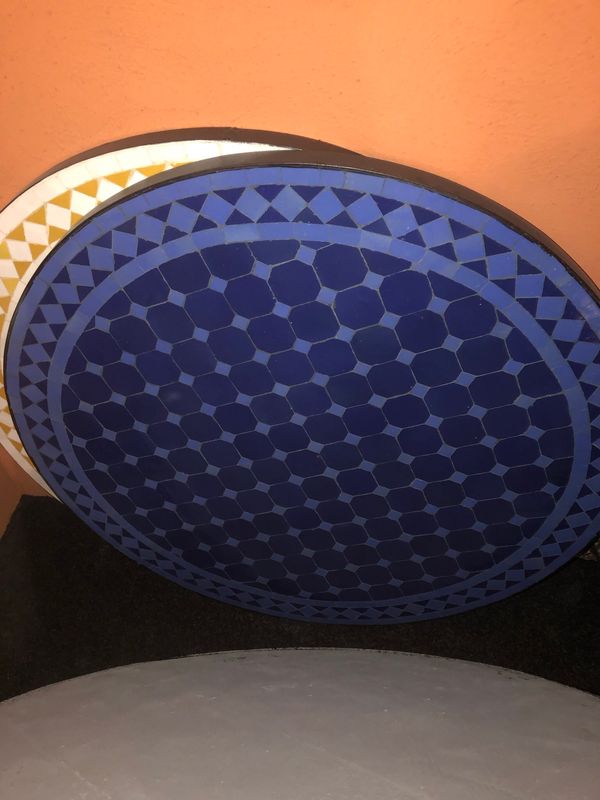 Marokkaanse Mozaiek tafel (blad) 80 cm Blauw-Lichtblauw Handgemaakt