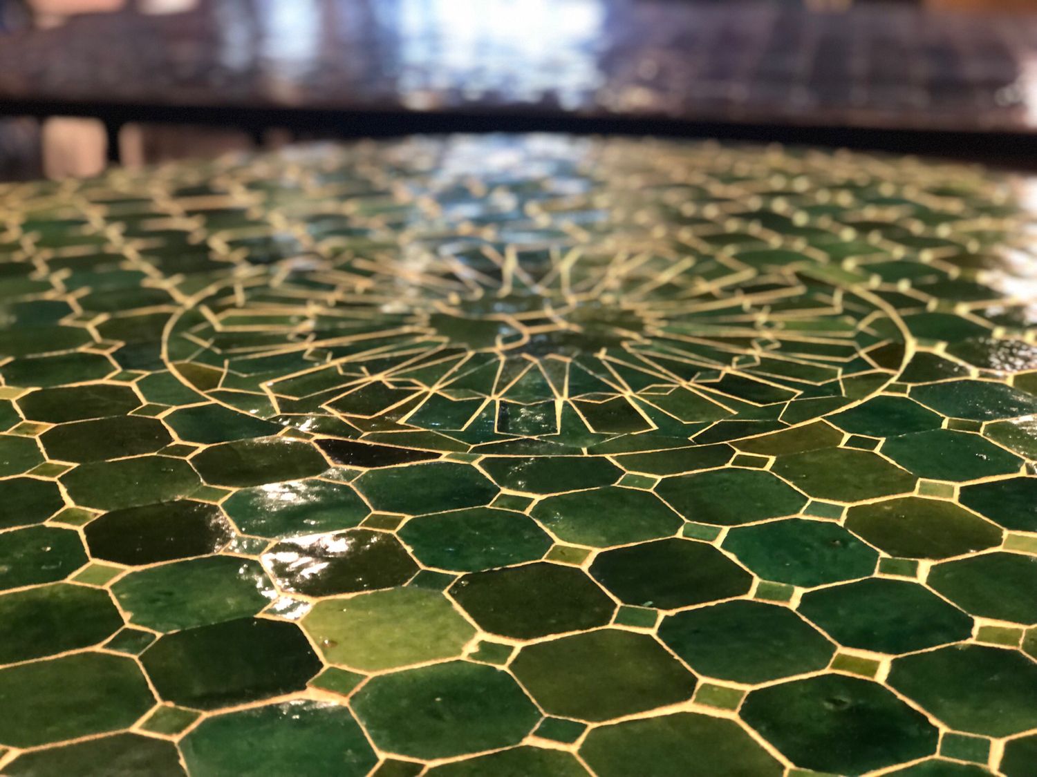 Marokkaanse Mozaiek tafel (blad) Met ROZET 100 cm Tamegroute-Groen