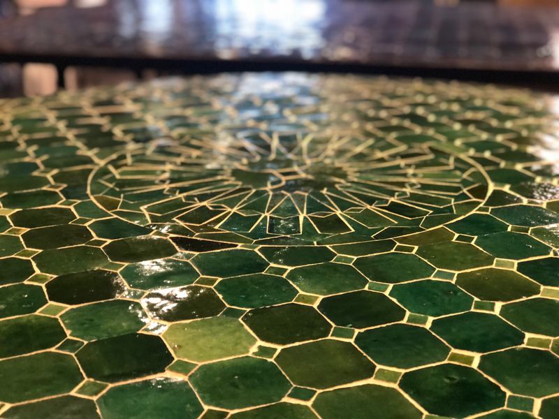 Marokkaanse Mozaiek tafel (blad) Met ROZET 100 cm Tamegroute-Groen