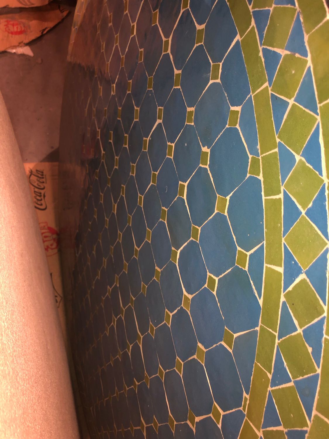 Marokkaanse Mozaiek tafel (blad) 100 cm Turqouise-Appelgroen Handgemaakt