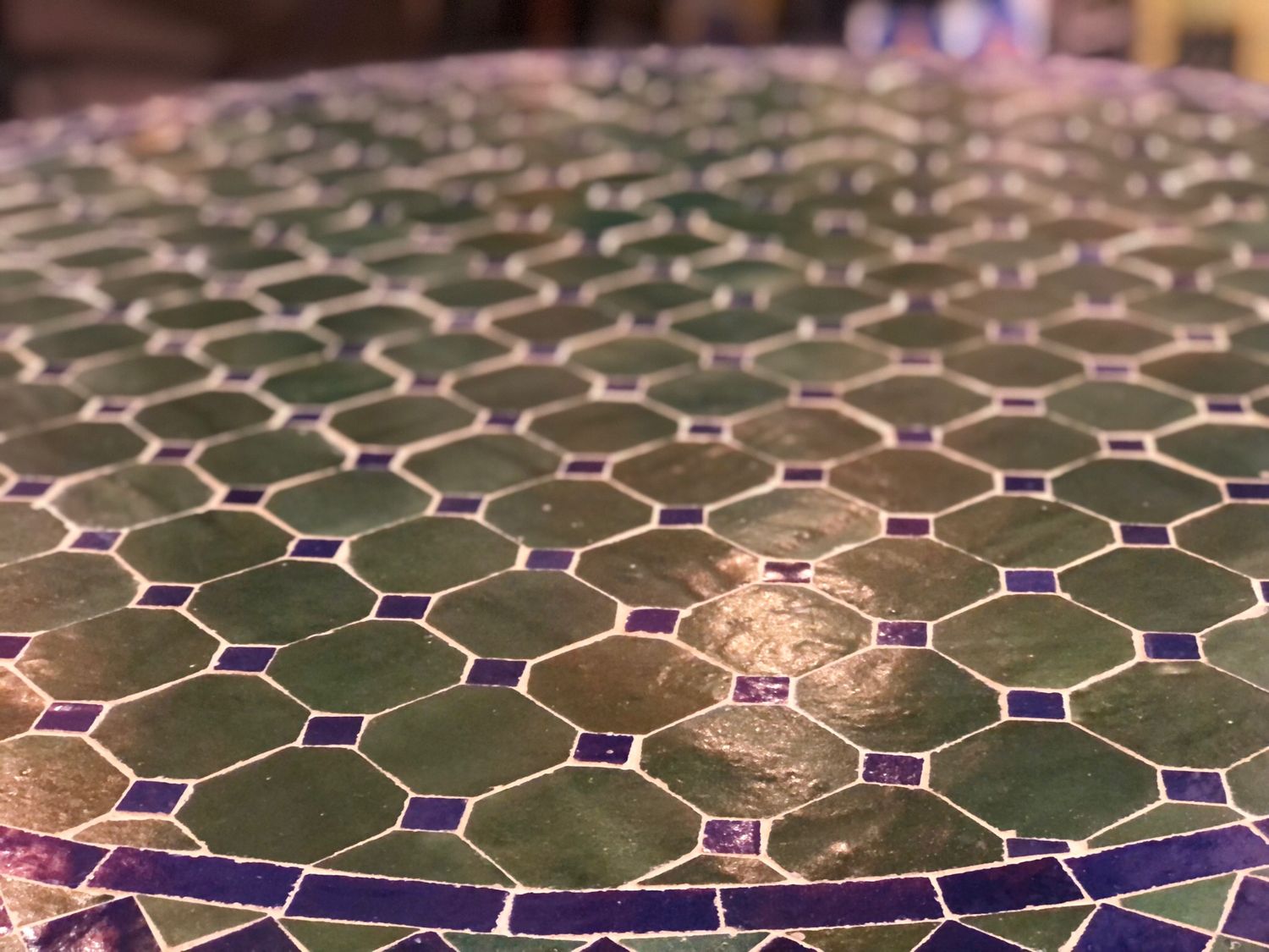 Marokkaanse Mozaiek tafel (blad) 100 cm Groen-Blauw Handgemaakt
