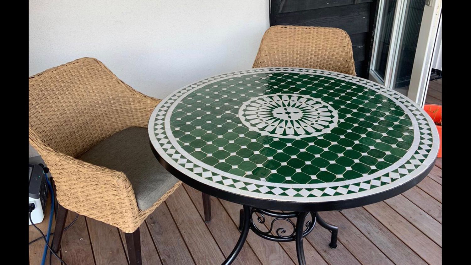 Marokkaanse Mozaiek tafel (blad) 100 cm Groen-Wit Handgemaakt