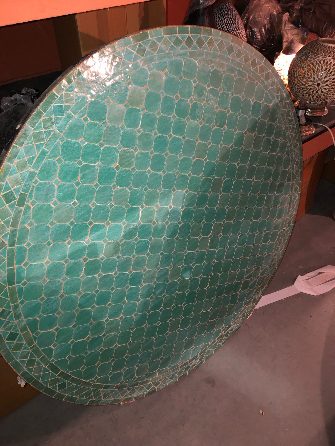 Marokkaanse Mozaiek tafel (blad) 120 cm Zeegroen Uni