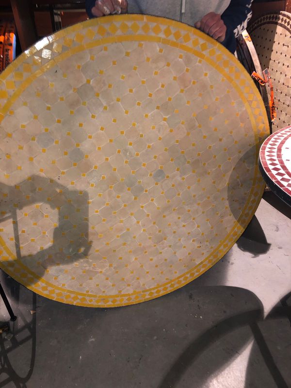 Marokkaanse Mozaiek tafel (blad) 120 cm Terracotta-Geel