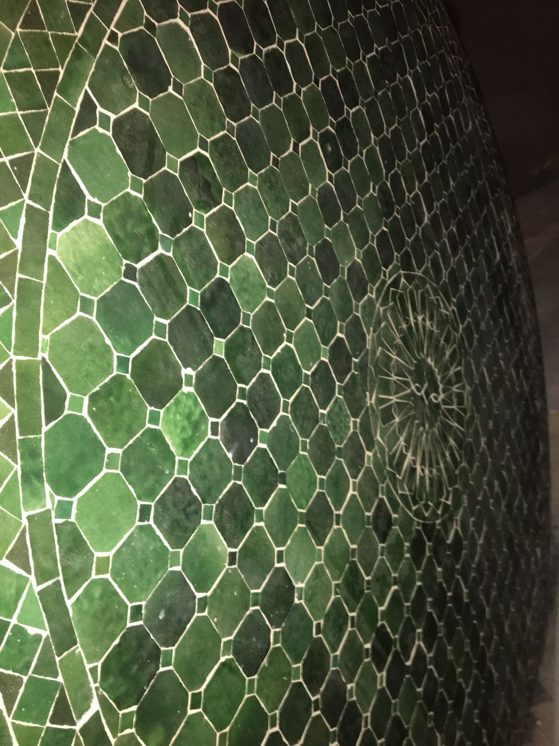 Marokkaanse Mozaiek tafel (blad) Met ROZET 140 cm Tamegroute Groen