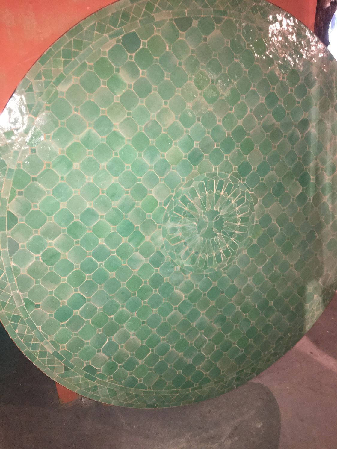 Marokkaanse Mozaiek tafel (blad) Met ROZET 140 cm Zenzari / Zeegoen Uni