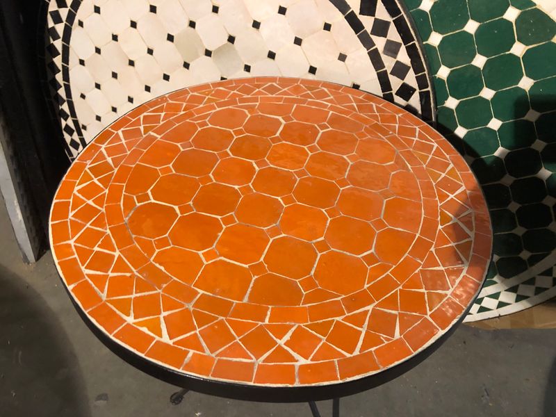Marokkaanse Mozaiek tafel (blad) 50 cm Oranje Uni Handgemaakt