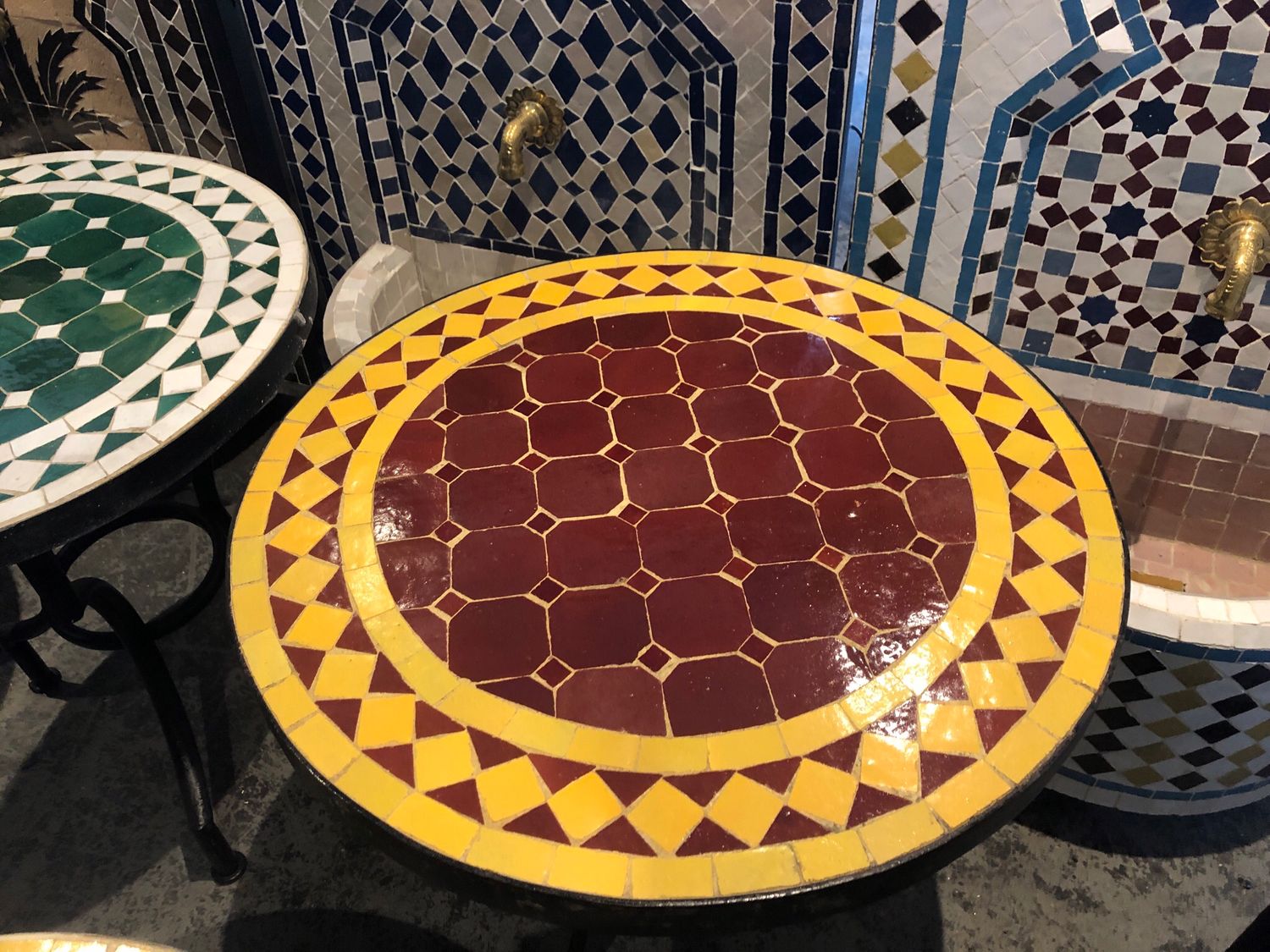 Marokkaanse Mozaiek tafel (blad) 50 cm Bordeaux Rood-Geel 2 Handgemaakt