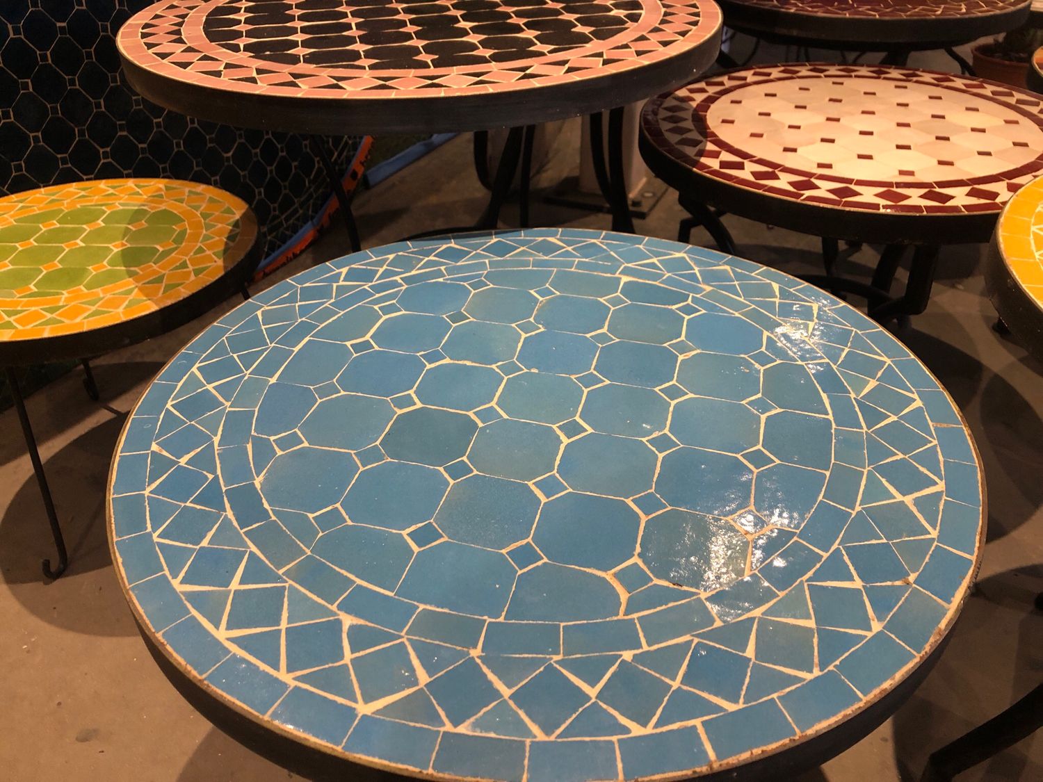 Marokkaanse Mozaiek tafel (blad) 50 cm Licht blauw Uni Handgemaakt