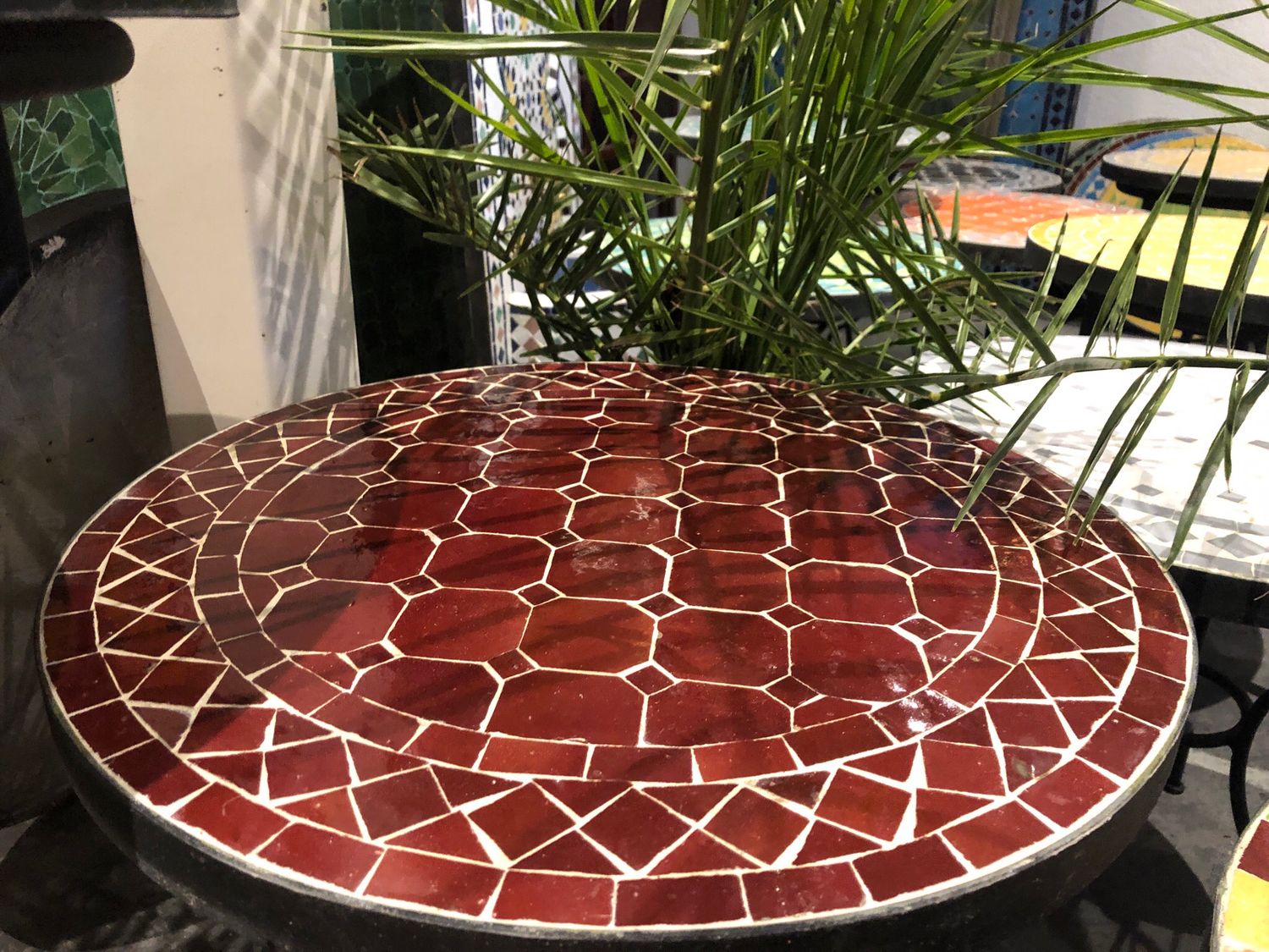 Marokkaanse Mozaiek tafel (blad) 50 cm Bordeaux Rood Uni Handgemaakt