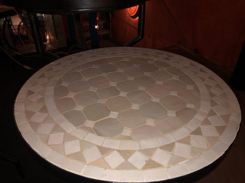 Marokkaanse Mozaiek tafel (blad) 50 cm Creme-Wit Handgemaakt