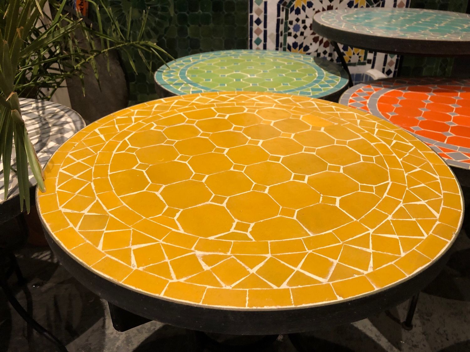 Marokkaanse Mozaiek tafel (blad) 50 cm Geel Uni Handgemaakt