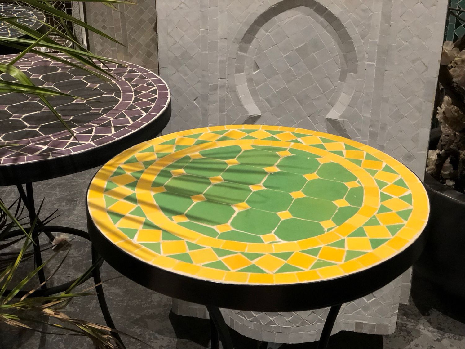Marokkaanse Mozaiektafel (blad) 40 cm Appelgroen-Geel Handgemaakt