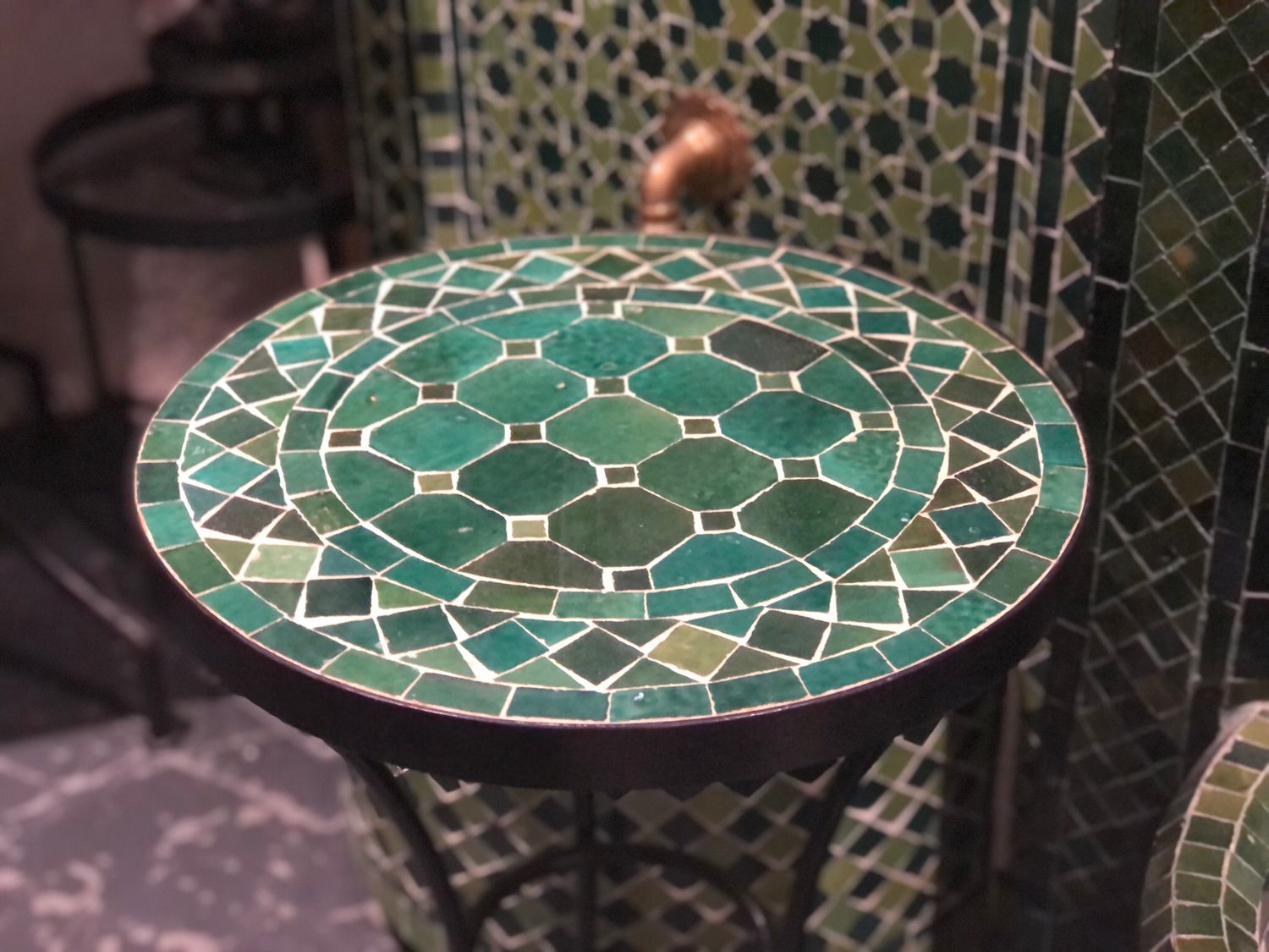 Marokkaanse Mozaiektafel (blad) 40 cm Tamegroute groen Handgemaakt