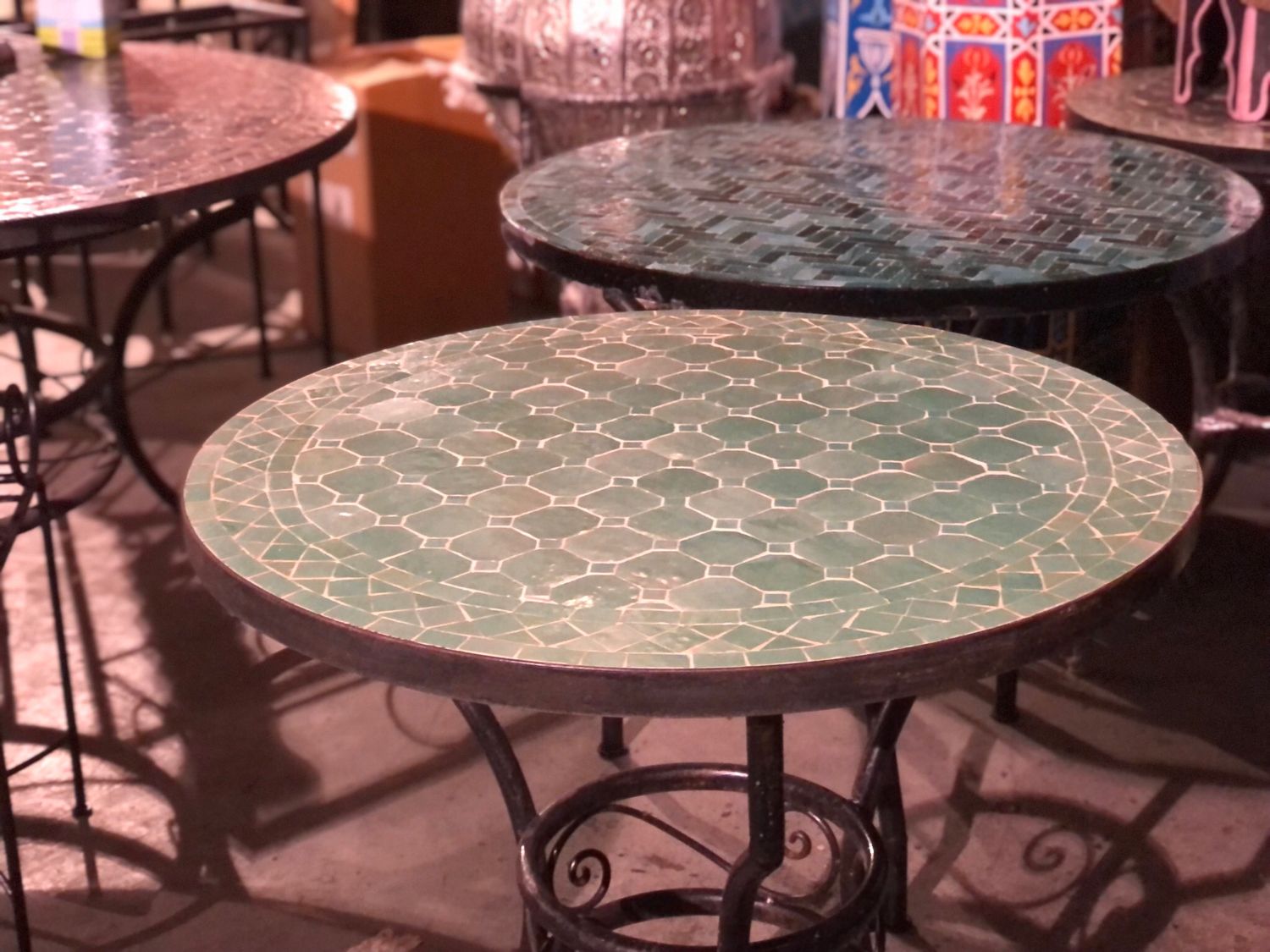 Marokkaanse Mozaiek tafel (blad) 70 cm Zeegroen Uni Handgemaakt