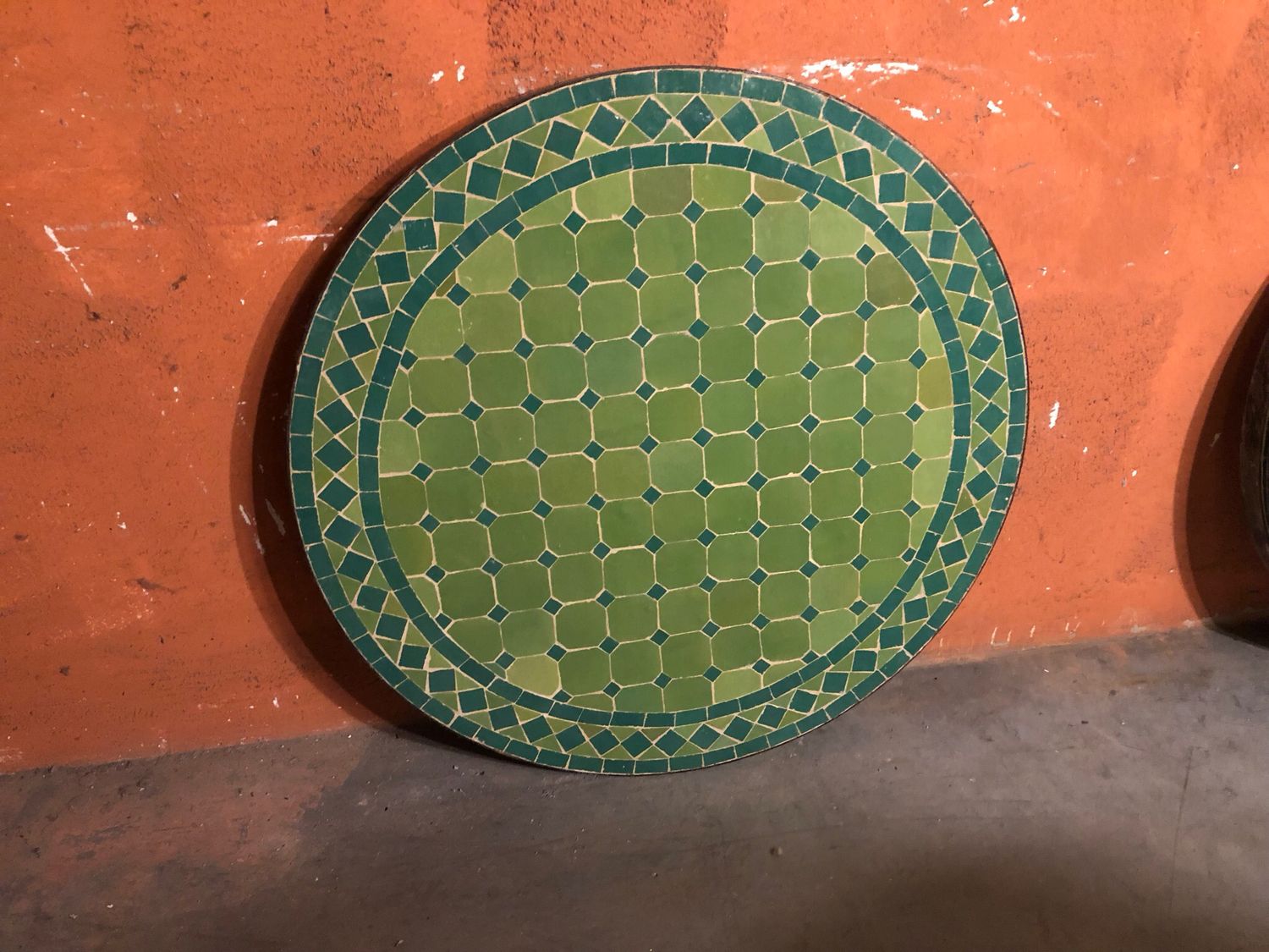 Marokkaanse Mozaiek tafel (blad) 70 cm Appelgroen-Groenl Handgemaakt