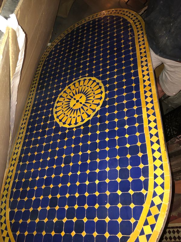 Marokkaanse Mozaiektafel 180 cm Ovaal Inclusief Beste Onderstel en Afwerking !