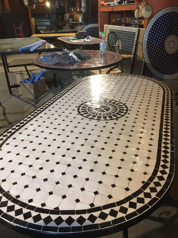 Marokkaanse Mozaiektafel 180 cm Ovaal Inclusief Beste Onderstel en Afwerking !