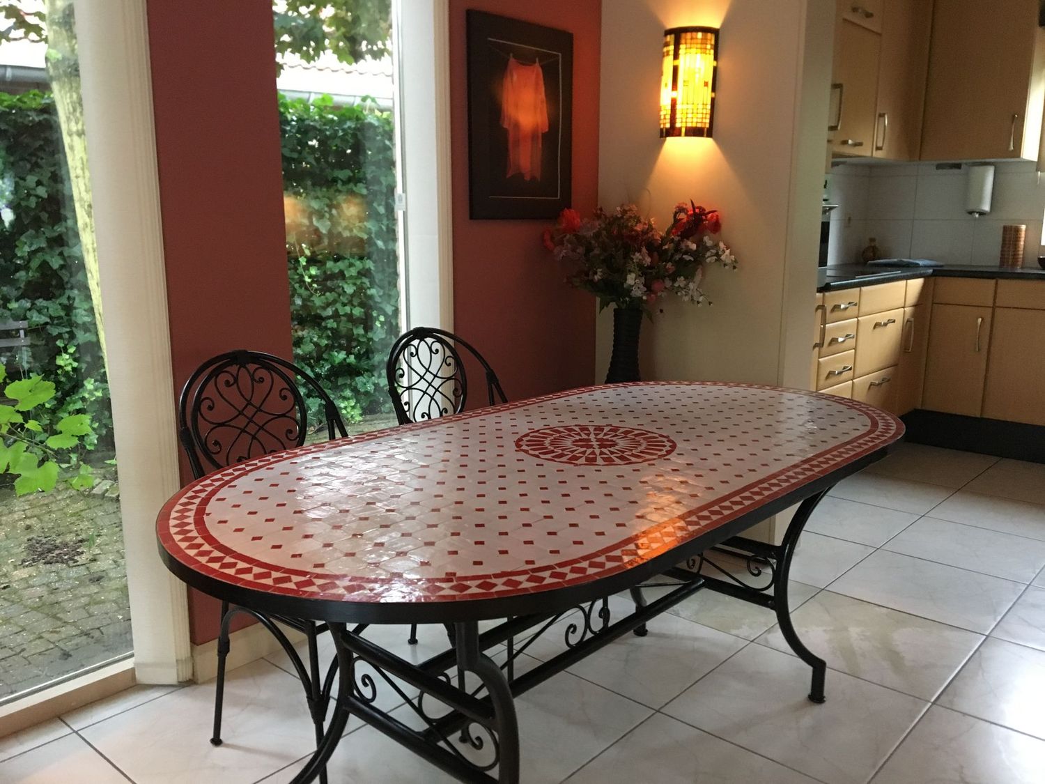 Marokkaanse Mozaiektafel 180 cm Ovaal Inclusief Beste Onderstel en Afwerking ! — detail 2