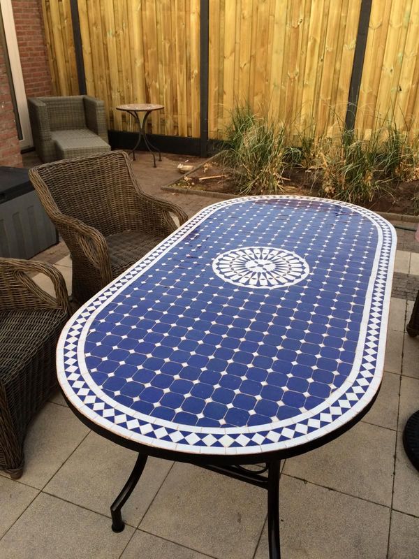 Marokkaanse Mozaiektafel 180 cm Ovaal Inclusief Beste Onderstel en Afwerking !