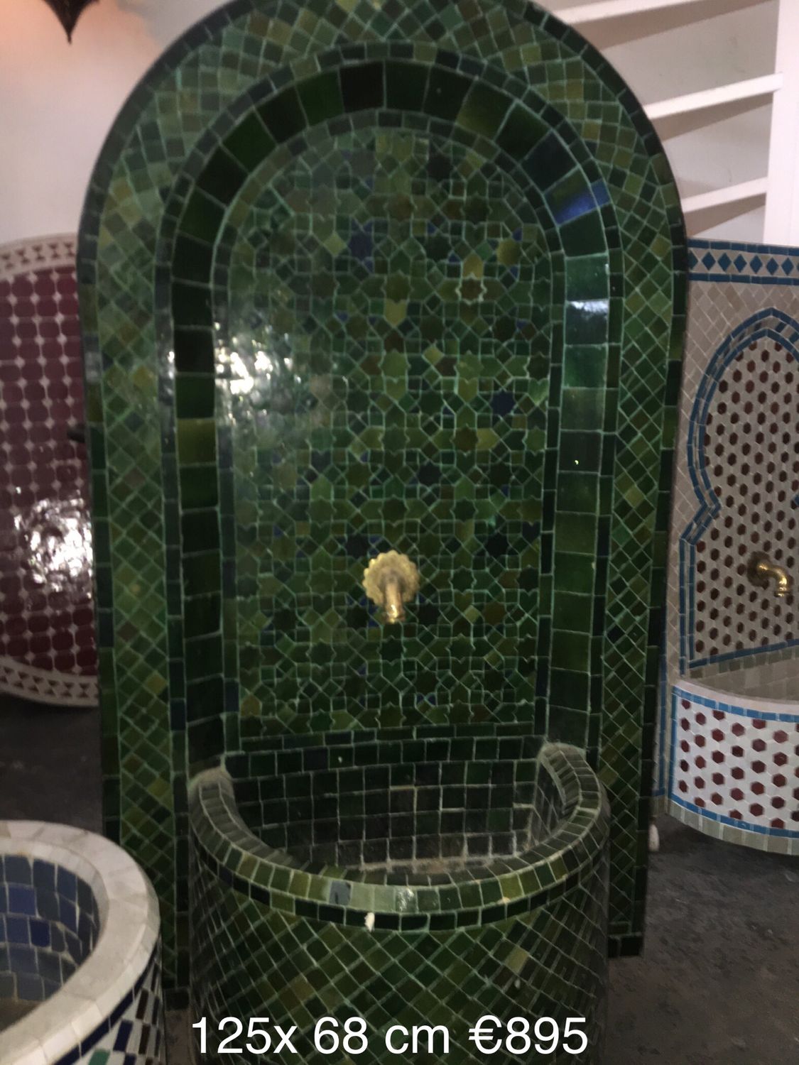Handgemaakte Marokkaanse Mozaïek Fontein - 125x68 cm - Tamegroute Groen