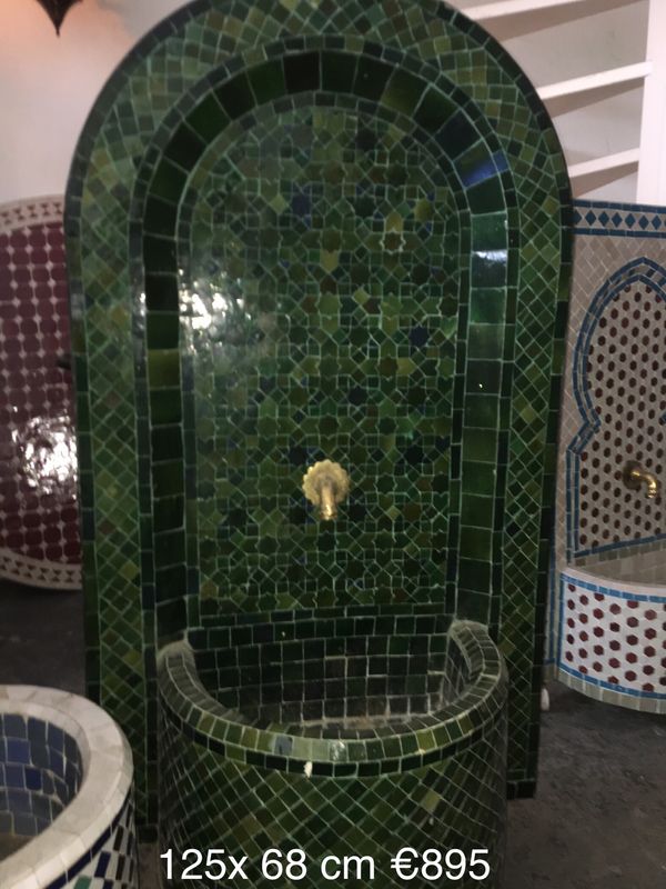 Handgemaakte Marokkaanse Mozaïek Fontein - 125x68 cm - Tamegroute Groen
