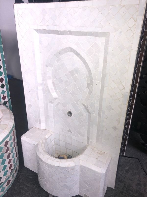 Marokkaanse Mozaïek Fontein -  82x50 cm - Wit/Creme RH