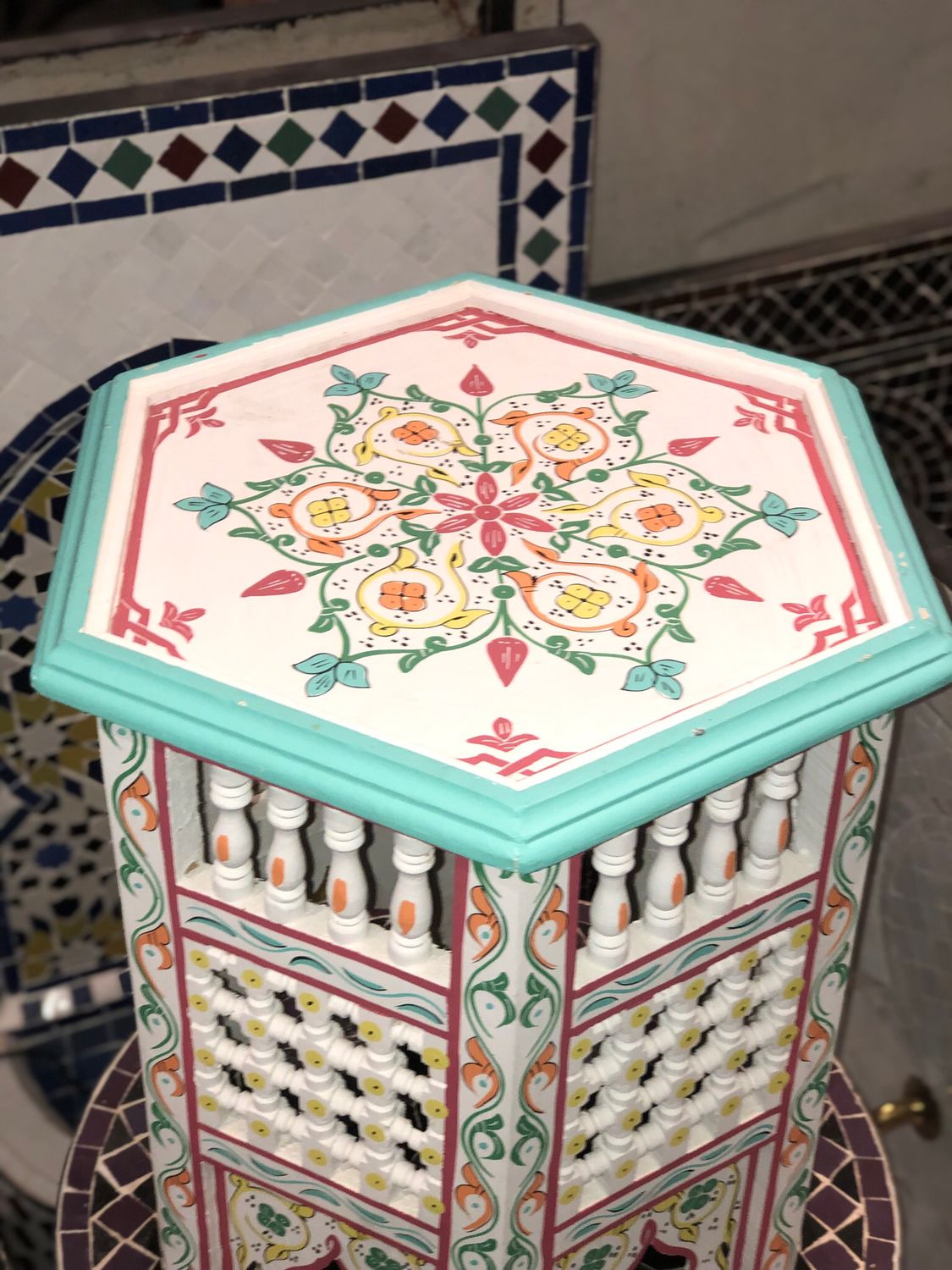 Marokkaans houten bijzettafeltje Musharabi 001 — detail 4