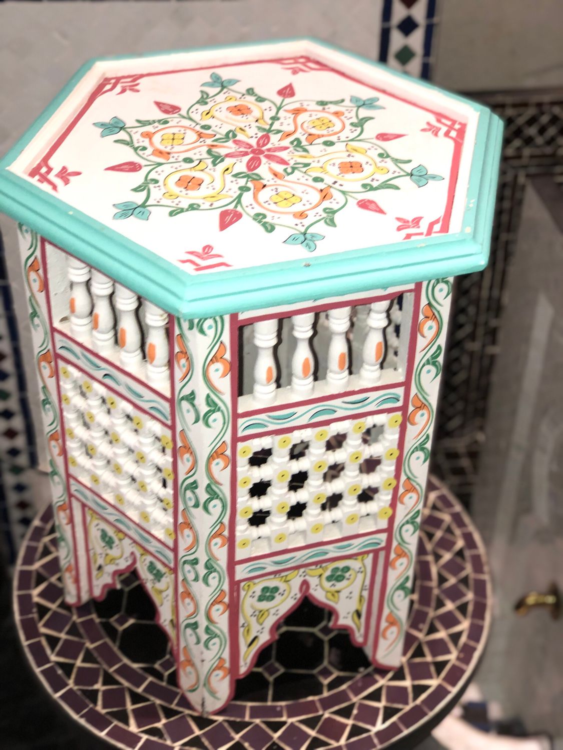 Marokkaans houten bijzettafeltje Musharabi 001 — detail 2
