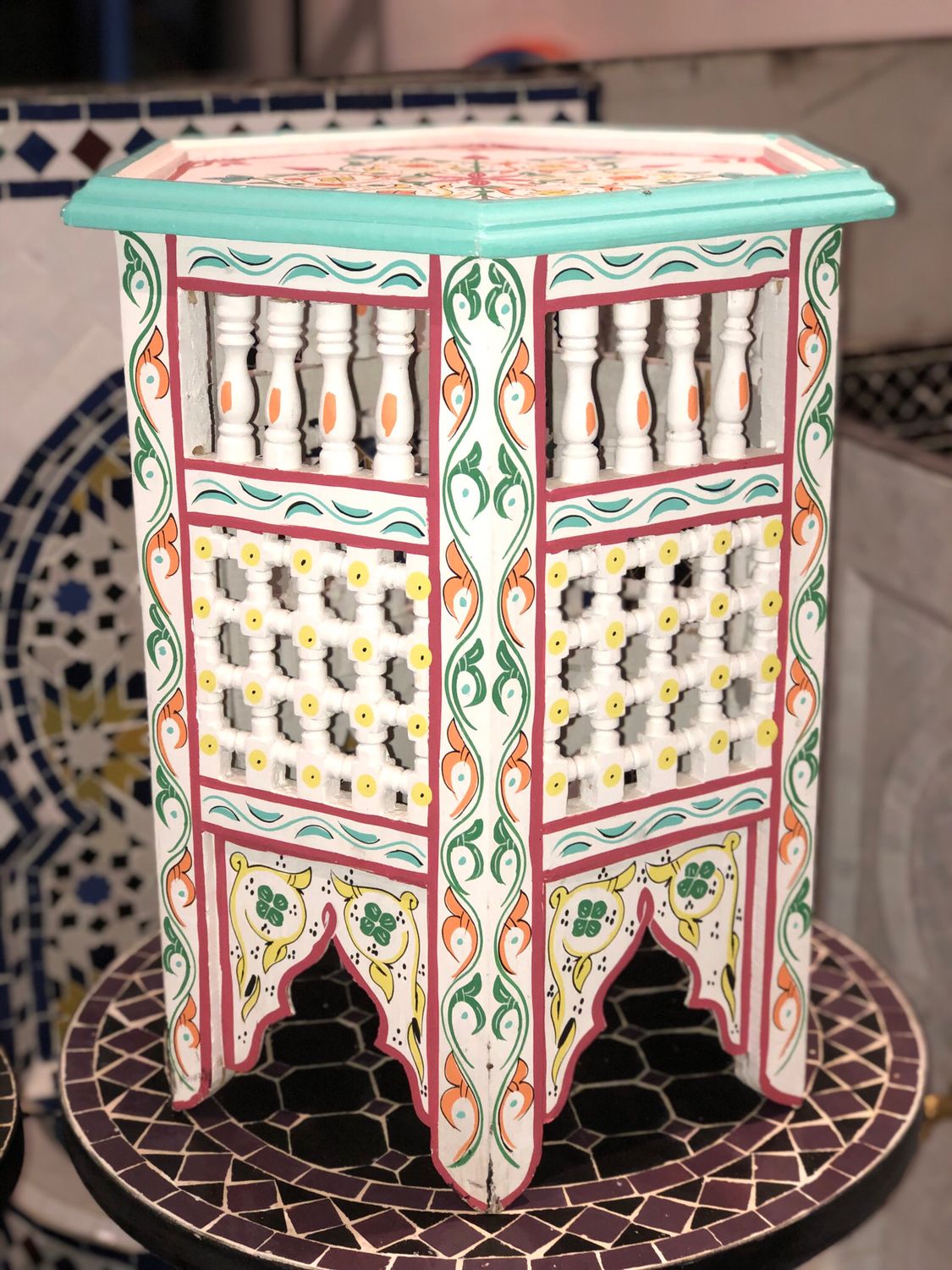 Marokkaans houten bijzettafeltje Musharabi 001 — detail 3