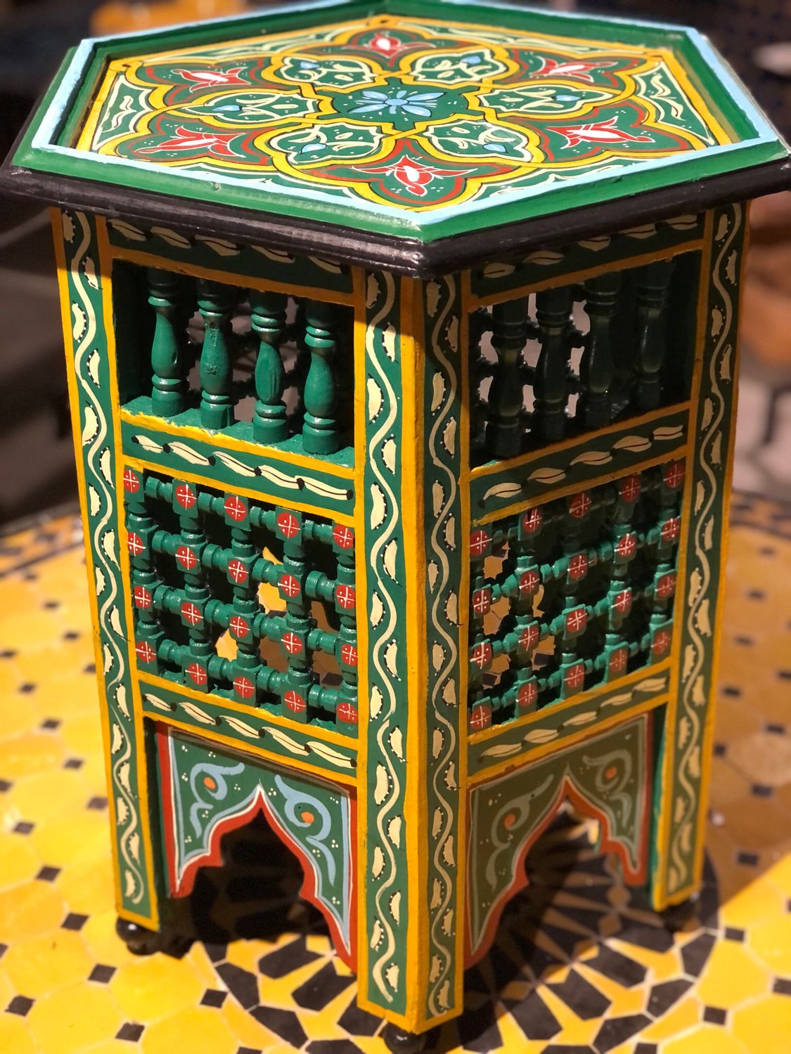 Marokkaans houten bijzettafeltje Musharabi 004