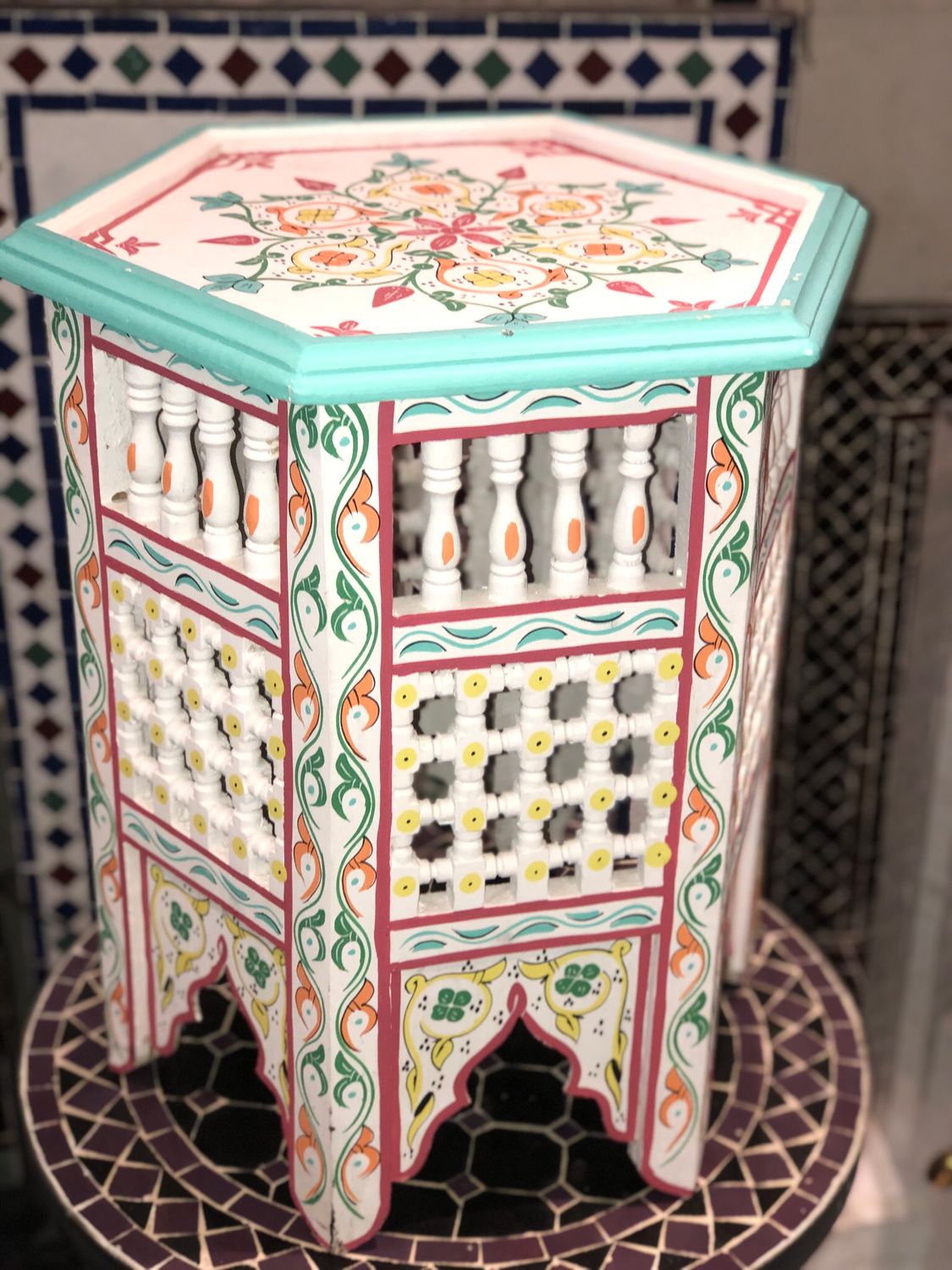 Marokkaans houten bijzettafeltje Musharabi 001