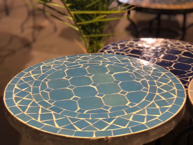 Marokkaanse Mozaiektafel (blad) 40 cm Handgemaakt