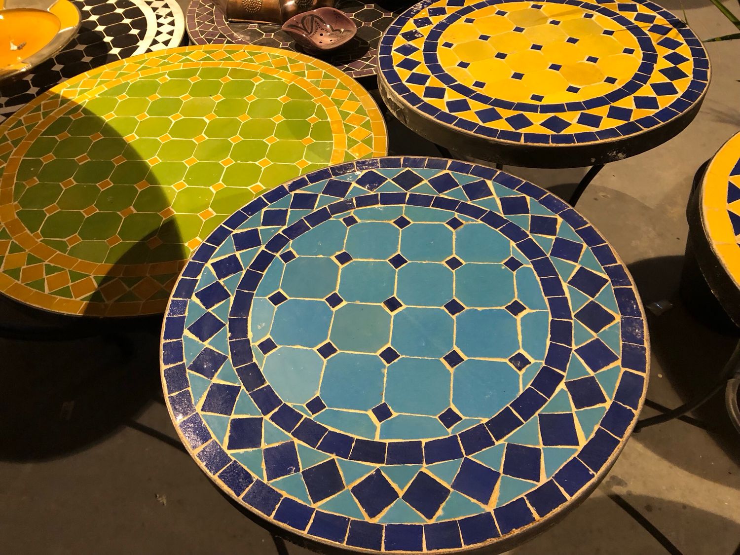 Marokkaanse Mozaiektafel (blad) 40 cm Turqouise-Blauw Handgemaakt — detail 2