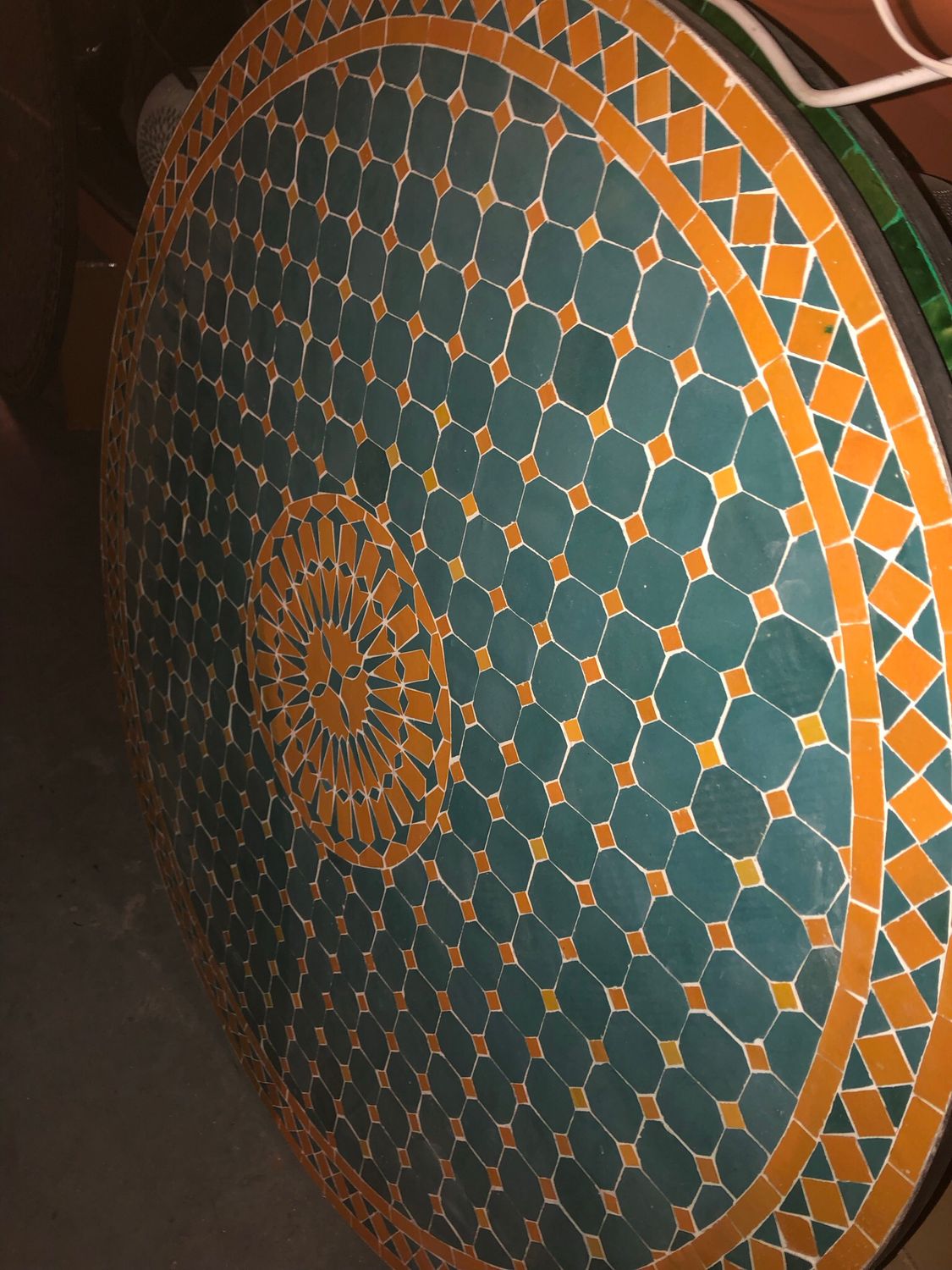 Marokkaanse Mozaiek tafel (blad) Met ROZET  120 cm  Kleur
