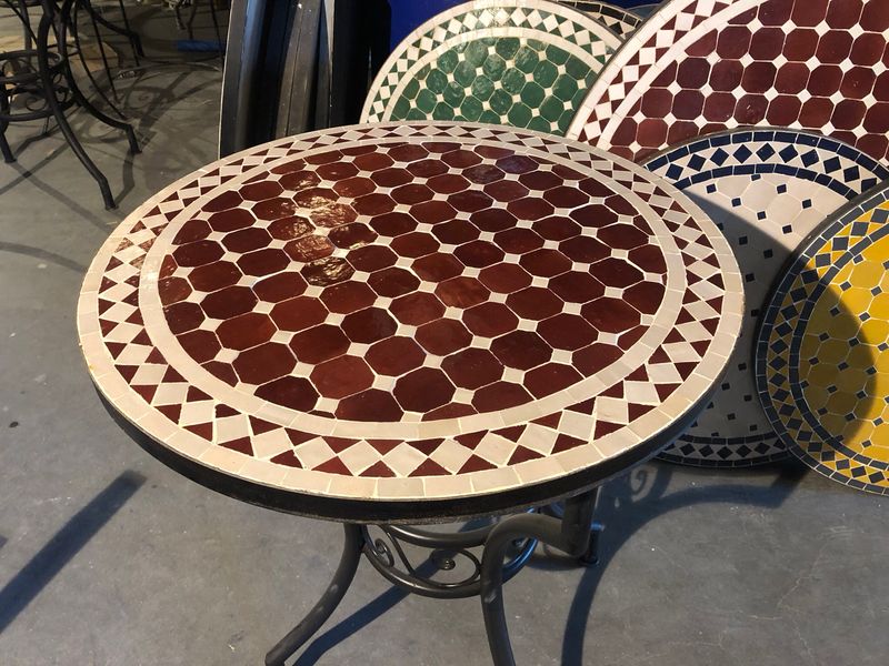 Marokkaanse Mozaiek tafel (blad) 70 cm Bordeaurood-Creme Handgemaakt