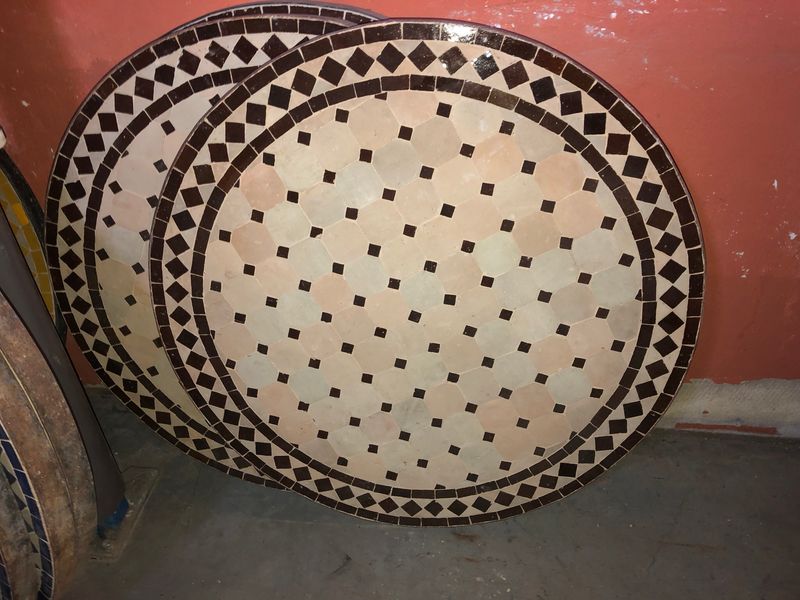 Marokkaanse Mozaiek tafel (blad) 70 cm Terra-Cotta / Bruin Handgemaakt