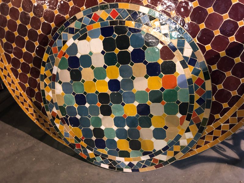 Marokkaanse Mozaiek tafel (blad) Multicolor 70 cm Handgemaakt