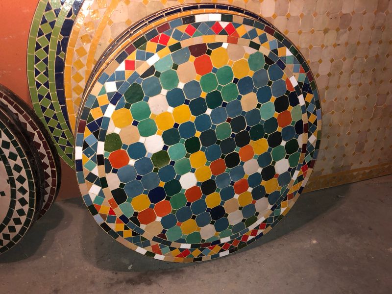 Marokkaanse Mozaiek tafel (blad) 80 cm Multicolor Handgemaakt