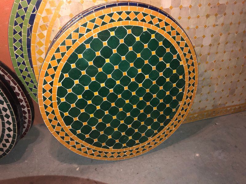 Marokkaanse Mozaiek tafel (blad) 80 cm Groen-Geel Handgemaakt