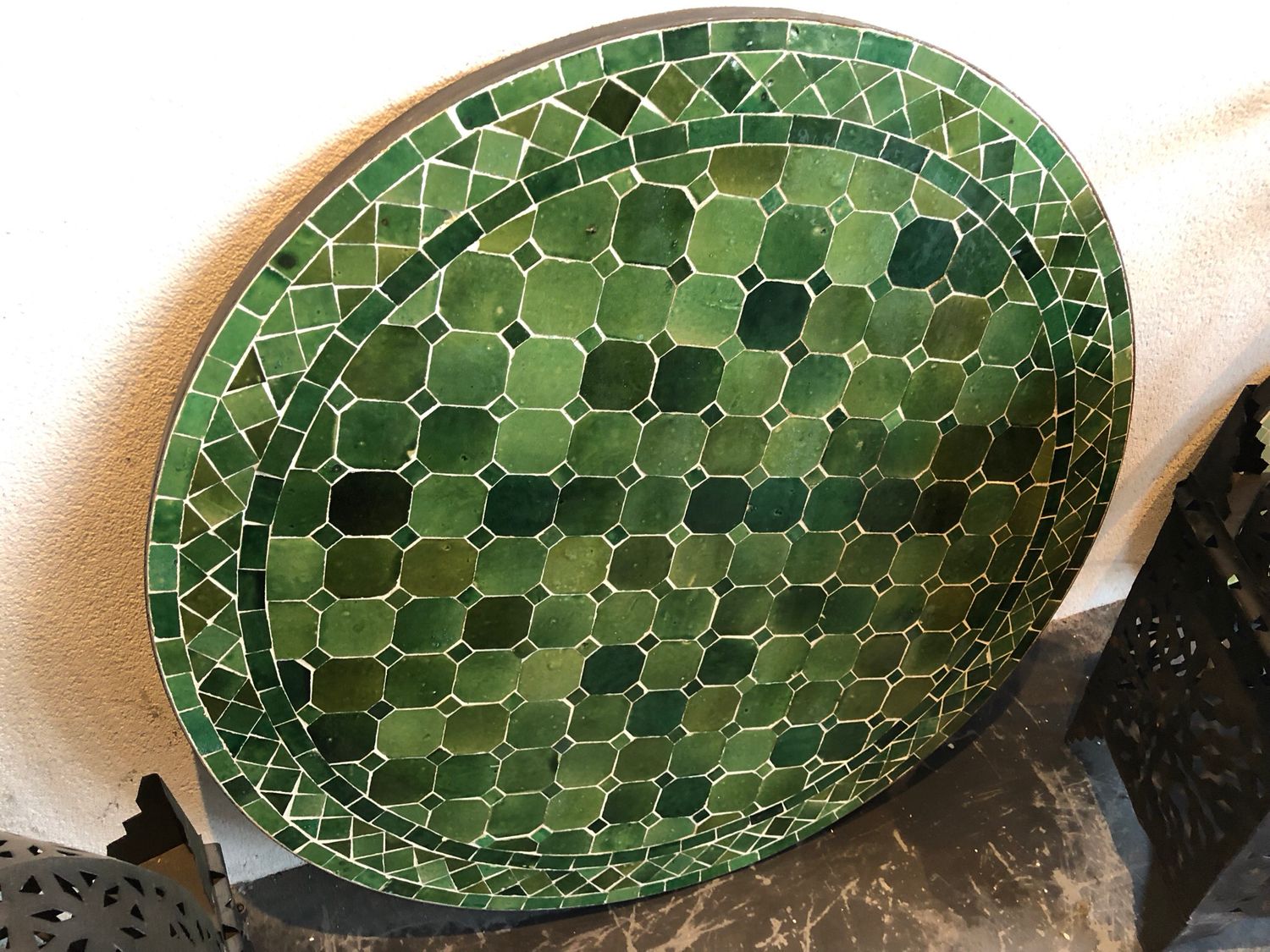 Marokkaanse Mozaiek tafel (blad) 80 cm  Tamegroute Groen Handgemaakt