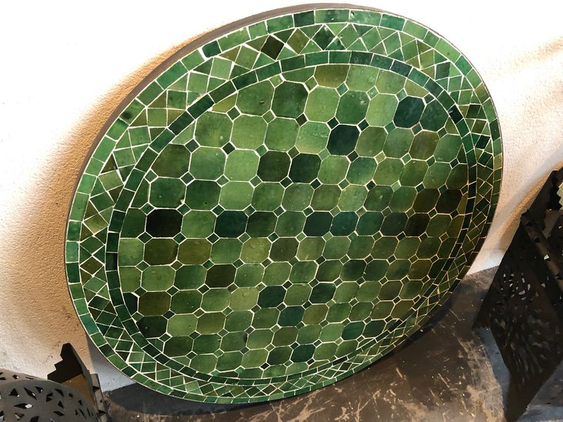 Marokkaanse Mozaiek tafel (blad) 80 cm  Tamegroute Groen Handgemaakt