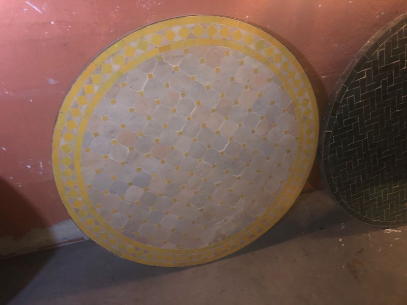 Marokkaanse Mozaiek tafel (blad) 80 cm Terra-Cotta /Geel  Handgemaakt