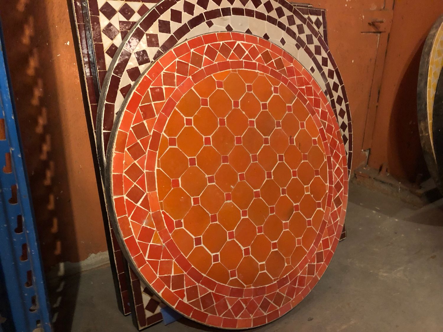 Marokkaanse Mozaiek tafel (blad) 60 cm Oranje Uni Handgemaakt